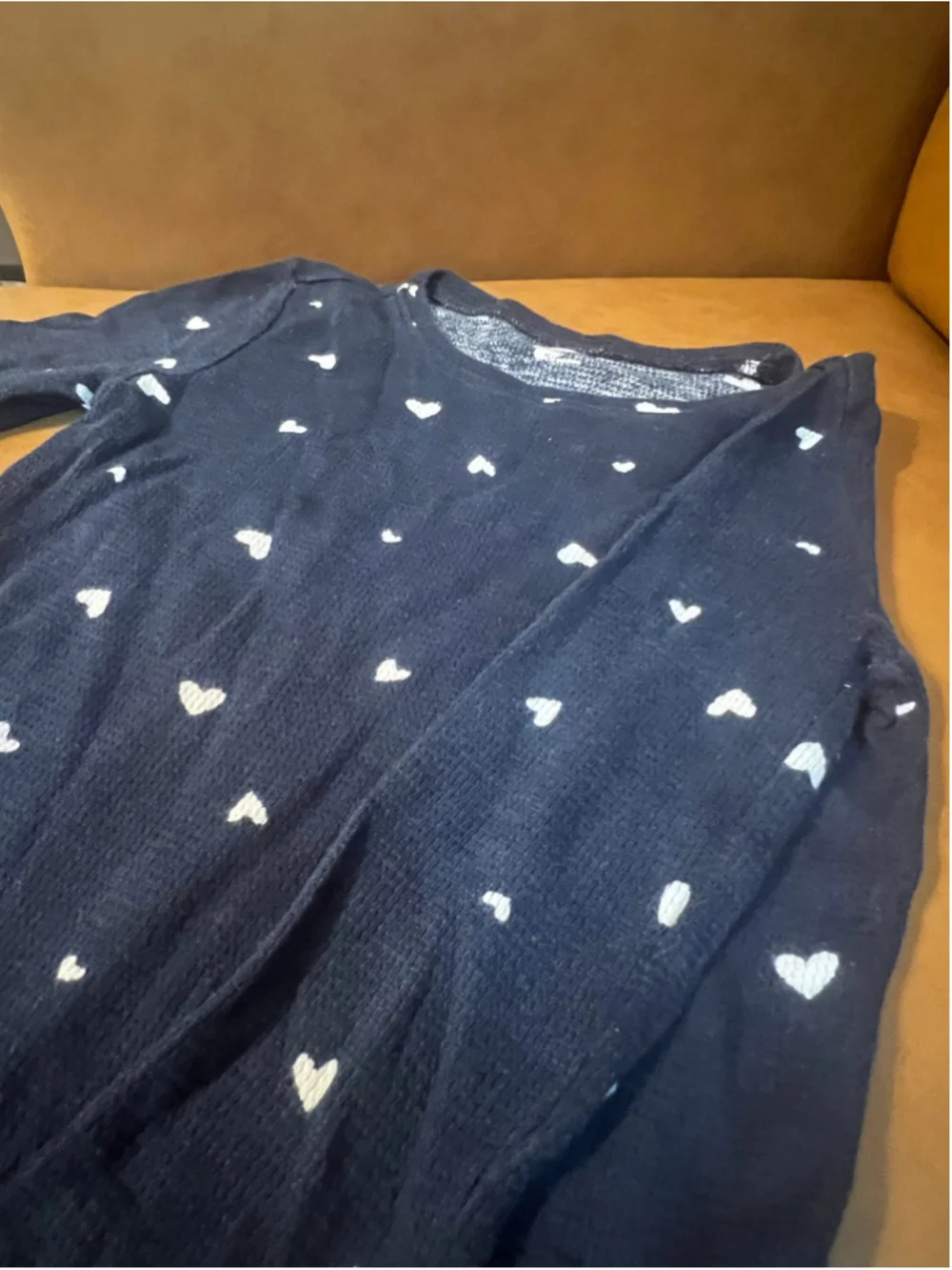 Girls Old Navy Long Sleeve Heart Print Shirt Navy White Size 5T